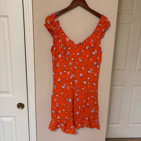 Free People Orange Floral Mini Dress size S - Picture 5 of 11